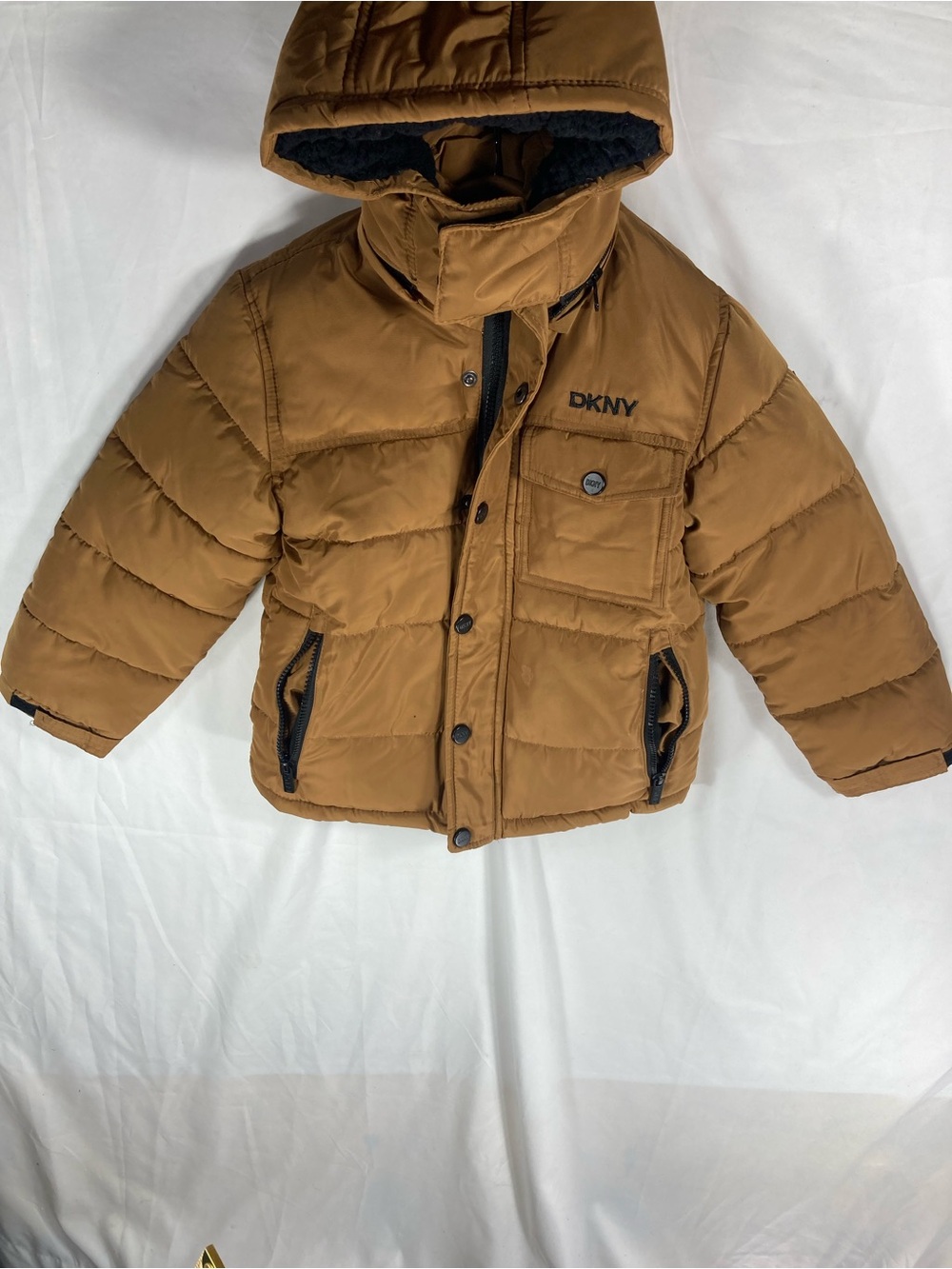 DKNY Kids Caramel Brown Hooded Puffer Jacket